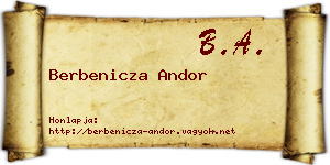 Berbenicza Andor névjegykártya